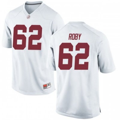 Men's Alabama Crimson Tide #62 Jackson Roby White Replica NCAA College Football Jersey 2403LWNI6